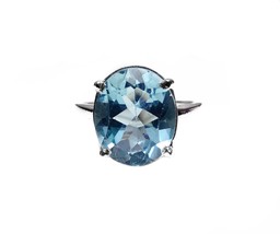 Natural Topacio Azul Anillo de Tendencia 10x12MM Ovalado Cóctel - £87.89 GBP