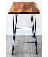 Live Edge Acacia Wood Square Seat Barstool with Iron Frame - $147.51