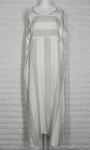 BODIL Dress Striped Print Sleeveless Pockets Linen Off White Tan New Large - $123.74