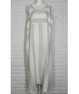 BODIL Dress Striped Print Sleeveless Pockets Linen Off White Tan New Large - £87.60 GBP