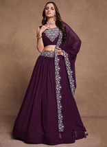 Beautiful Purple Thread And Sequence Embroidery Wedding Lehenga Choli961 - £62.28 GBP
