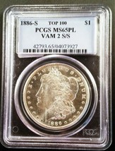 Blue Chip Quality 1886-S Morgan Silver Dollar PCGS MS65 Proof Like AL734 - £7,551.61 GBP
