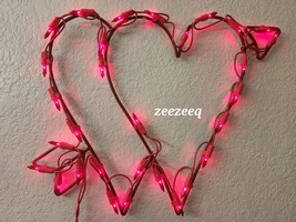 Valentines Day Red Heart Window Lighted Light Up Double Heart Decoration - £19.94 GBP