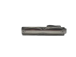 Vintage Mid Century Modern MCM Men&#39;s Tie Bar Sterling Silver Engraved 1-3/8&quot; - £13.79 GBP