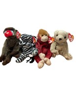 Lot Of 4 Ty Beanie Babies Plush Zoo Animals Almond Schweetheart Ziggy Ch... - $17.57