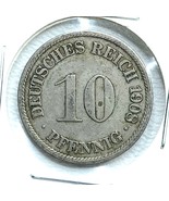1908 F German Empire 10 Pfennig Coin - $112.71 MXN