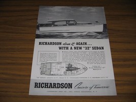 1950 Print Ad Richardson Cruisers 32&#39; Sedan Boats North Tonawanda,NY - $9.25
