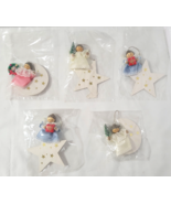 Vintage Lot 5 Angels Wooden with Satin + Lace on Celestial Half Moon or ... - $626.03 MXN