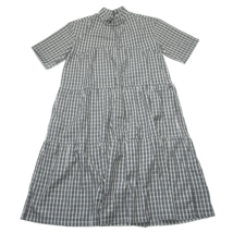 NWT Everlane The Tiered Mockneck Dress in Ice Blue Plaid A-line Midi Shift S - £49.56 GBP
