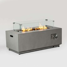 Gray 42&quot; Propane Fire Pit Table 50000 BTU w/Glass Wind Guard - $9,103.75 MXN