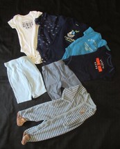 Baby Boys Lot of 8 Carter&#39;s sleeper, pants, and one pieces size 3mos - £6.16 GBP