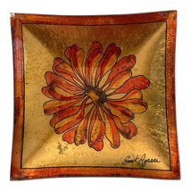 Vintage Count Agassi Hand-Painted Glass Dish – Gold Foil Floral Tray – M... - $543.66 MXN