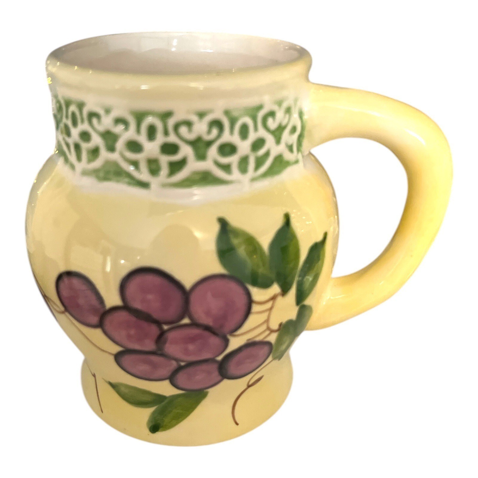 Vintage Alco Ceramic Mug – Grapes &amp; Green Band Design  80s-90s - $16.83