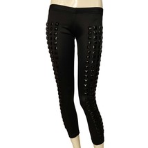 KIX Black Large Pyramid Studs Nylon Leggings trousers pants size S - $78.21