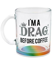 TMD HOLDINGS I&#39;m A Drag Before Coffee 18 oz Glass Mugs, Set of 4 NEW - £18.09 GBP