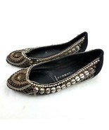 Jeffrey Campbell Black Suede Embellished Ballet Flats Shoes Womens 7 - £37.65 GBP