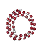 Garnet Link Necklace Sterling Silver Garnet 6 mm Round Garnet Chain Necklace - £147.18 GBP+