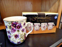 Set Mugs 4# Formalities by Baum Bros. Summer Pansy Chintz Collection New - £38.93 GBP
