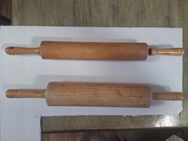 Set of 2 Vintage Wooden Rolling Pins Kitchen 18&quot; &amp; 18-1/2&quot; Craft Projects  - $12.00