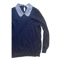 J.Crew Women’s Navy Sweater Striped Collar NWT Small 100% Cotton Pullover image 3