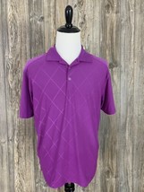 NIKE Dri-Fit Golf Men&#39;s Polo Medium Pinkish Purple Check Print Polyester/Spandex - £14.09 GBP