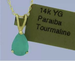 0.92 Ctw Natural Paraiba Tourmaline Pendant 14k Gold *Free Certificate Appraisal - £178.60 GBP