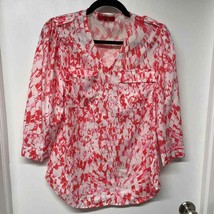 Red Saks 5th Ave White Peppermint Patterned 3/4 Sleeve Blouse Womens Siz... - £14.20 GBP