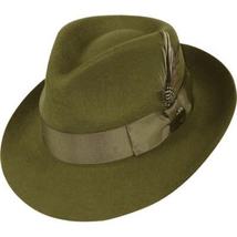 Mens Bruno Capelo Hat Australian Wool Fedora Teardrop Crown Fabio FB229 Olive image 5