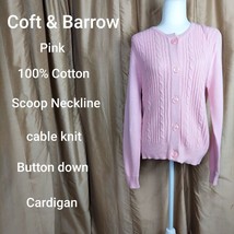 Croft &amp; Barrow Pink Cable Knit Button Down Cardigan Size S - £11.00 GBP