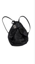 Giannotti Italy Genuine Leather Bean Wrap Clasp Bucket Bag Backpack Black - £31.55 GBP