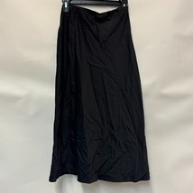 Aqua Womens L Black Satin Pencil Midi Skirt NWT DA75 - $34.29