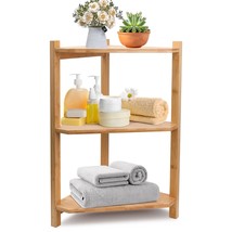 Bamboo Corner Shelf, 3 Tier Freestanding Corner Shelf Unit For Bathroom Kitchen  - £79.36 GBP