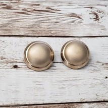 Vintage Bergere Clip On Earrings - Frosted Gold Tone Dome - £10.35 GBP
