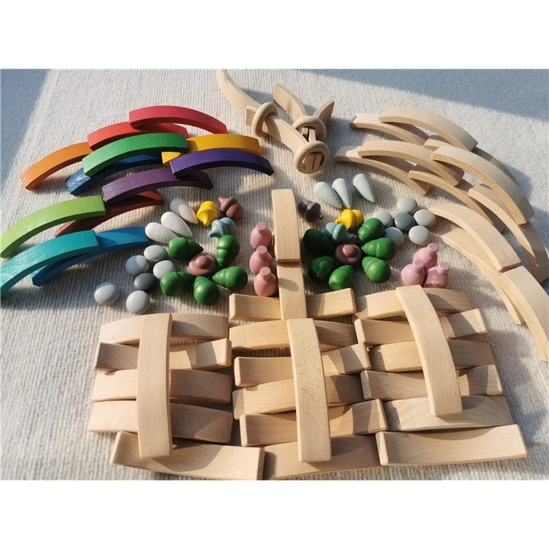 New Beech Wood Arch Stacking Blocks Rainbow Bending Wooden Building Timber Toys - £19.17 GBP+