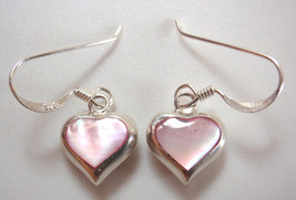 Reversible Pink Mother of Pearl &amp; Mother of Pearl Sterl Silver Earrings h501ca - £12.50 GBP