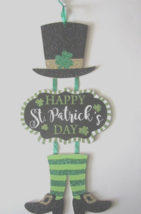 St. Patrick&#39;s Glitter Dangle Shamrock Sign &quot;Happy St. Patrick&#39;s Day&quot;8.5&quot;x18&quot; New - £8.66 GBP