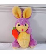 Vintage Animal Toys Plus Plush bunny rabbit purple yellow carrot 1981 Ta... - €20,41 EUR