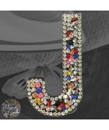 Letter J Multicolor Rhinestone Iron On Patch Applique Embellishment - $4.00
