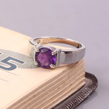 Natural Amethyst Ring Engagement Fashion Ring Handmade 925 Sterling Silver Ring - £49.53 GBP