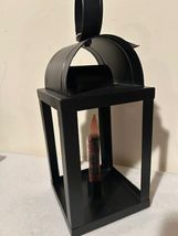 Square open tin lantern with lighted Flag Candlestick image 4
