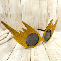 Black w/Gold Glitter Novelty Sunglasses - Costume Party Mardi Gras Halloween Fun - £7.74 GBP
