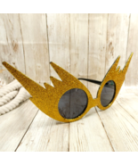 Black w/Gold Glitter Novelty Sunglasses - Costume Party Mardi Gras Hallo... - £7.68 GBP