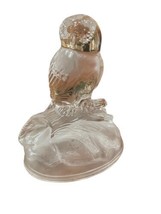 Vintage Lead Crystal Owl on Frosted Base Figurine Cristal d&#39;Arques France Durand - £12.27 GBP