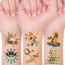 96PCS Pirate Temporary Tattoos for Kids Metallic Glitter Neverland Pirated Skull - £16.55 GBP