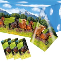 3 Pcs Horse Table Cover Horse Tablecloth Horse Party Decorations Morgan Wild Hor - £15.61 GBP