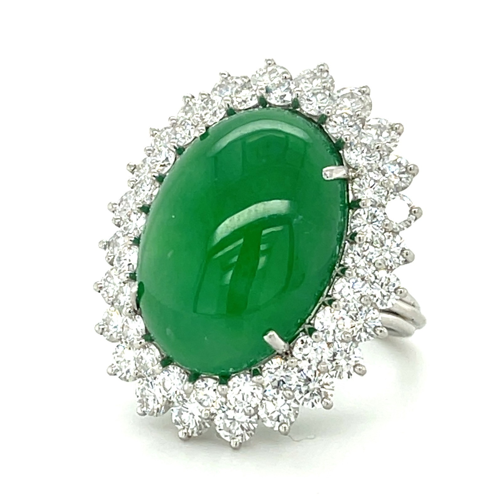 Natural Jadeite Jade, Diamond, and White Gold Ring Total Carat Weight: 19.85 ct Item image 3