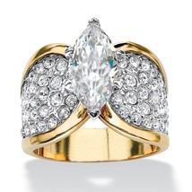 Womens Marquise Round Solitaire 14K Gold Plated Pave Ring Size 7,8,9,10,11,12 - $159.99