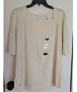 NWT Womens Plus 1X Liz Claiborne Beige/Off-White Shirt Top Blouse - €16,28 EUR