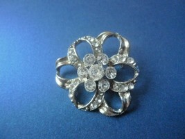 r6 Vintage USSR Soviet Costume Fashion Jewelry Brooch Pin 25 glass crystals - £26.93 GBP