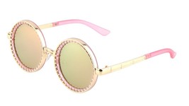 Round Thick Bold Metal Frame Steampunk Sunglasses (Gold &amp; Pink Frosted Frame, Pi - £9.34 GBP
